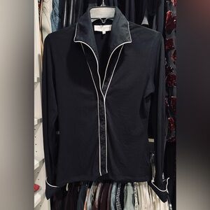 Anne Fontaine Black Shirt with Contrasting White Trim